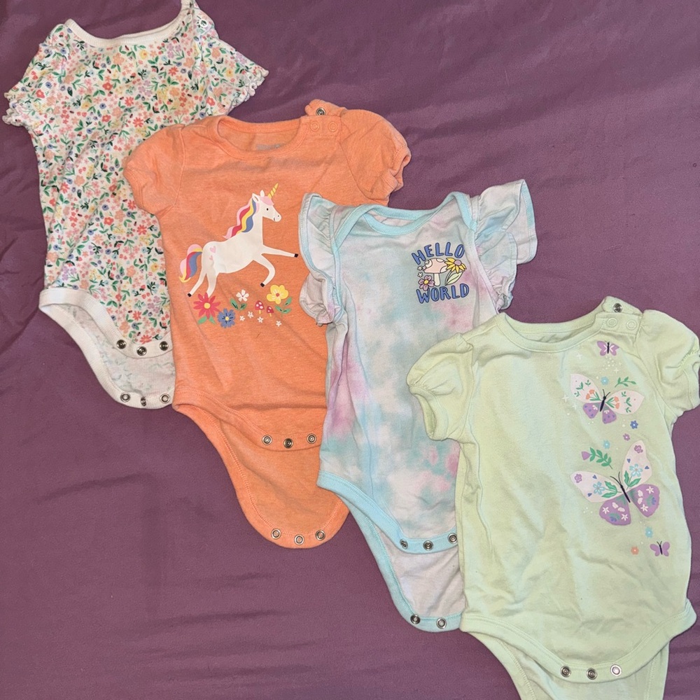 Bundle! Garanimals Floral, Unicorn, and Butterfly Kids One Pieces Set